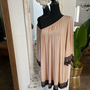 One Shoulder Peach Dress